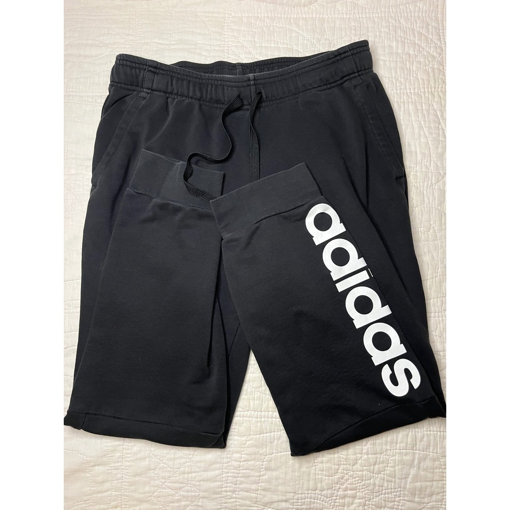 Adidas Essentials Linear Joggers Mens Large Black Fleece Sweatpants Logo Cuffed